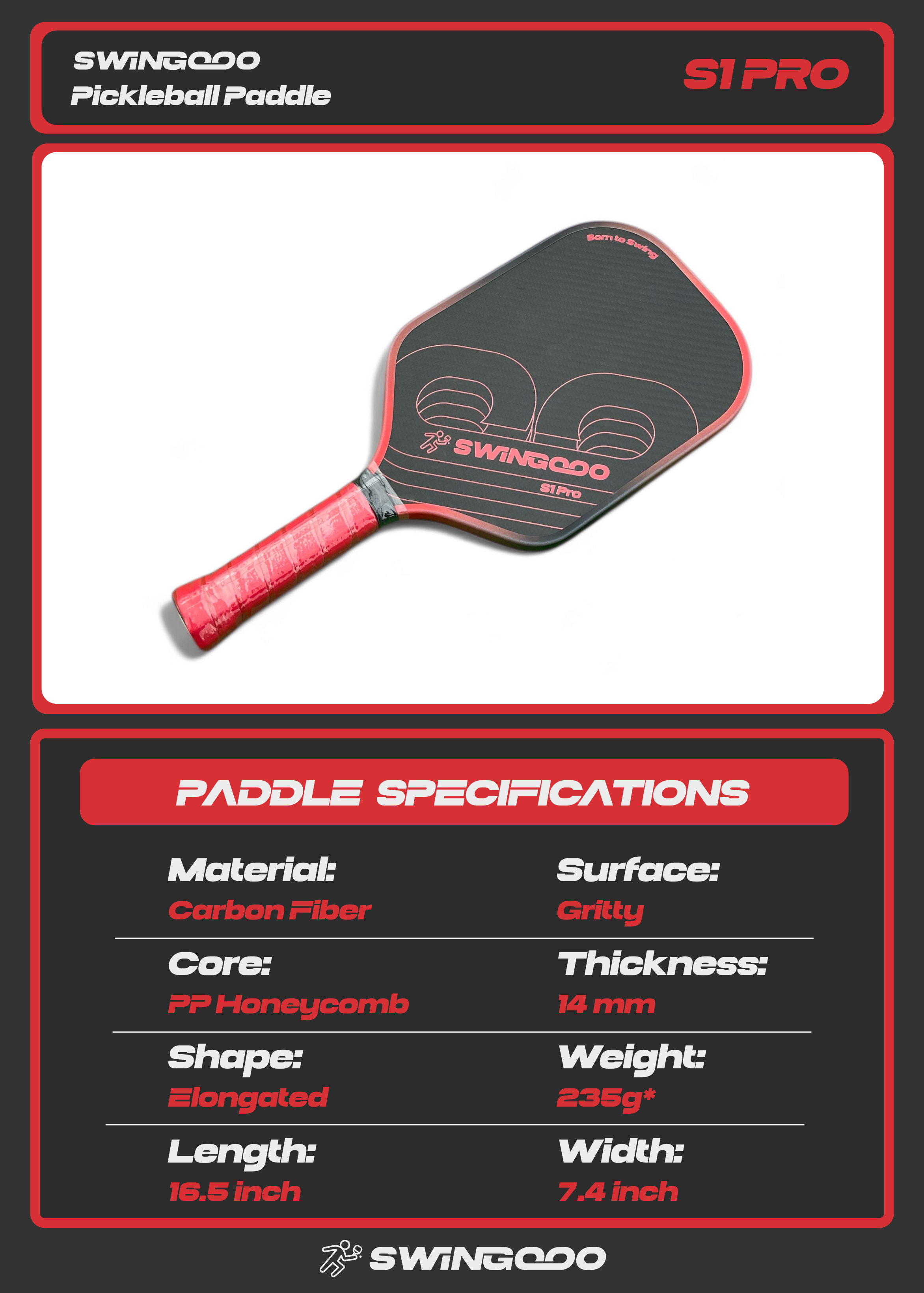 S1 Pro Carbon Pickleball Paddle